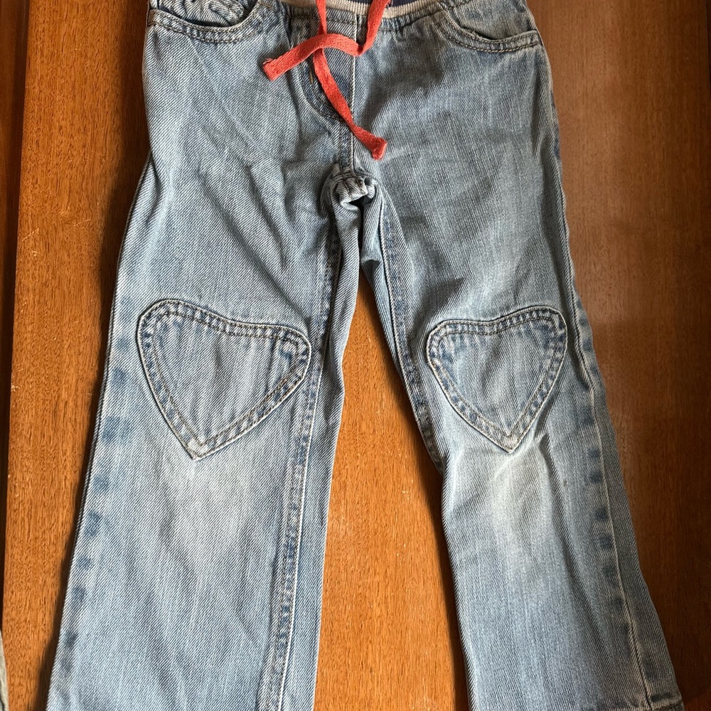 Mini Boden Kids Denim Jeans with Heart Patches